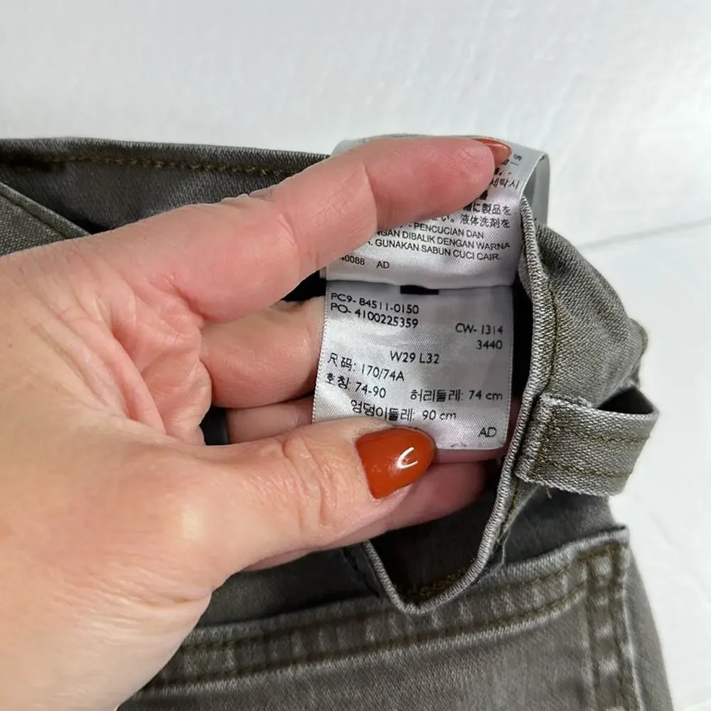 LEVI'S 511 Gray Green Cotton Denim Jeans Straight Leg Pants Size 29 x 32‎